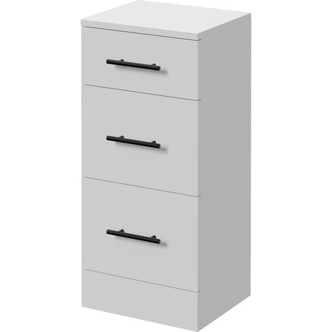 Alexander James Gloss White 350mm x 300mm 3 Drawer Storage Unit - 350mm - Matt Black 96mm Knurled Bar Handle