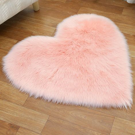 MINKUROW Shaggy Lammfell-Teppich Langhaar-Schaffell-Bereichsteppich Superweiches Kunstschaffell-Dekor Universal-Teppich für Stuhl, Sofa, Bett, Teppich (hellrosa 70 x 90 cm) (1/3)