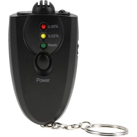2-delige Sleutelhanger Alcoholtester, LED Alcoholtehalte Tester met Ultra Lichtende Oranje Zaklamp