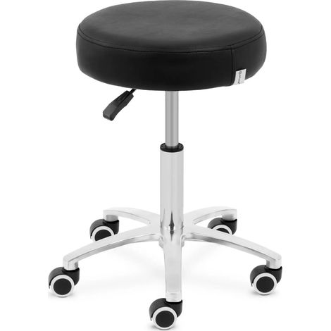 Tabouret à roulettes 48 61 cm 120 kg noir mdf acier au carbone pp mousse faux cuir (pu) noir (1/4)