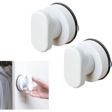Maniglie autoadesive per mobili, maniglie a ventosa per porte e specchi, maniglie autoadesive push-pull a innesto rapido per porte, frigoriferi, cassetti, armadietti 6x5 cm (bianche) (1/4)