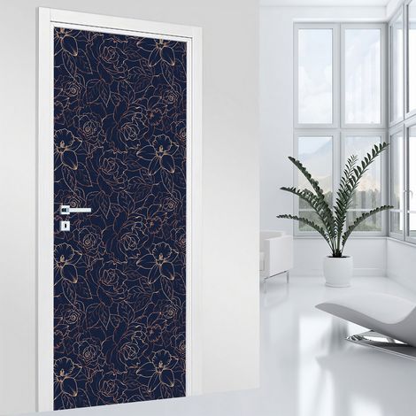 Stickers pour porte - Fleurs - 63 x 205 cm - Adhésif MAT (1/2)