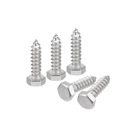 Vis Hex Tête Lag Vis Boulons, 25Pcs 5/16" x 1-1/4" 304 Acier Inoxydable Partiel Fil Bois Vis (1/5)