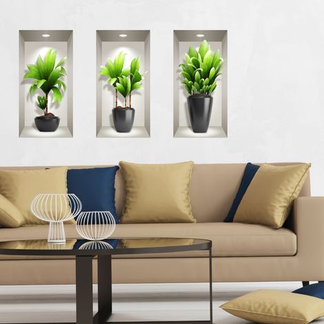 Sticker 3D plantes longues exotiques 80 x 120 cm (1/4)