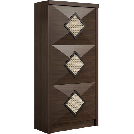 PLACARD DESIGN RETRO RATTAN DIAMANT PARTICLE BOARD BOIS 54 X 25 X 115 CM (1/5)