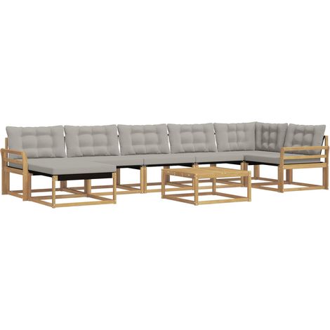 Outdoor Sofa Set 8 pcs White and Light Grey Solid Acacia Wood vidaXL (1/5)