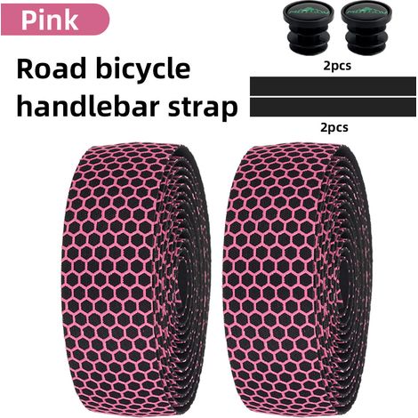 Kit de guidoline Hex Bike - 2 rouleaux - Antidérapant et absorbant les chocs - 2 m - Pour vélo de route, VTT et cyclisme sur route - Rose - Auto-adhésif et respirant