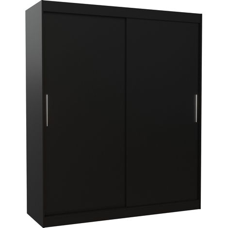 Armoire de chambre à coucher noir 2 portes coulissantes Kelly 180cm (1/5)