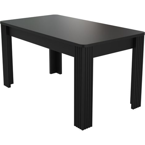 Mesa de comedor rectangular negra moderna de aglomerado, 116 x 65 x 75 cm, 4 patas (1/5)