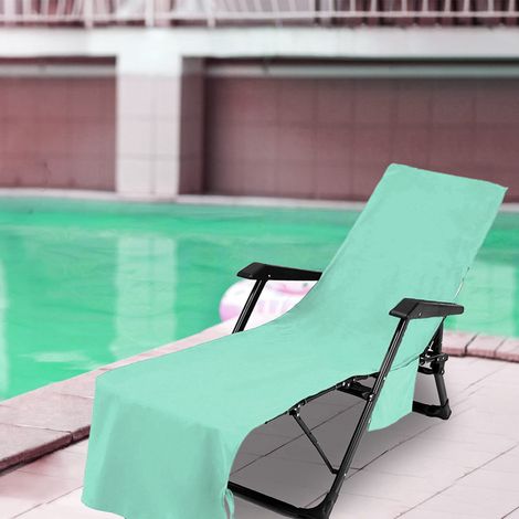 Housse de chaise longue/de salon/de plage en fibre ultrafine avec poches, serviette de plage extra longue, housse de chaise de salon/de salon