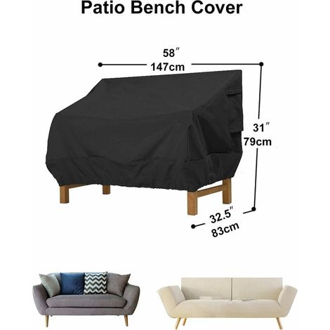 Housse de protection pour canapé de jardin - Imperméable - En tissu Oxford 210D - Revêtement argenté - Résistante aux UV - 147 x 83 x 79 cm,nior (1/4)