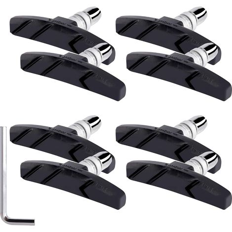 NALOOKAMIC Patins de Frein Vélo V-Brake 70 mm avec Ecrous Hexagonaux Entretoises et Clépour Vélo de Route Montagne Cyclisme Noir 4 Paires (1/5)