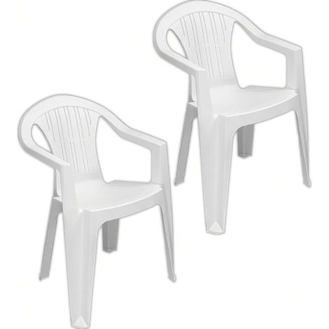 TrAdE Shop Traesio - Set 2 Pz Sedia Ratak Schienale Basso Monoblocco Bianca Opaca Con Braccioli 021048 - (1/5)