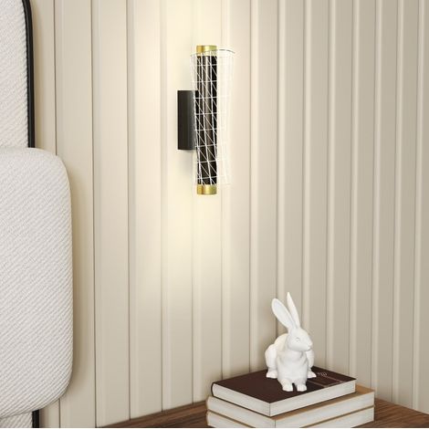 Lot de 2 appliques murales LED dimmables en métal noir, 30,7 x 11 x 10,5 cm (1/5)