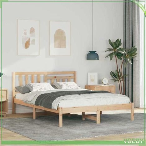 Cadre de lit - ABI - Marron - Pin massif - 140 x 190 cm - 1 place (1/5)
