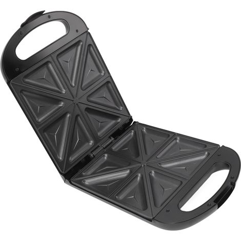 Appareil à sandwichs, grille-pain et grill à panini électrique avec revêtement antiadhésif. Prépare 4 sandwichs en quelques minutes. Nettoyage facile. Prise européenne 220 V. (1/5)
