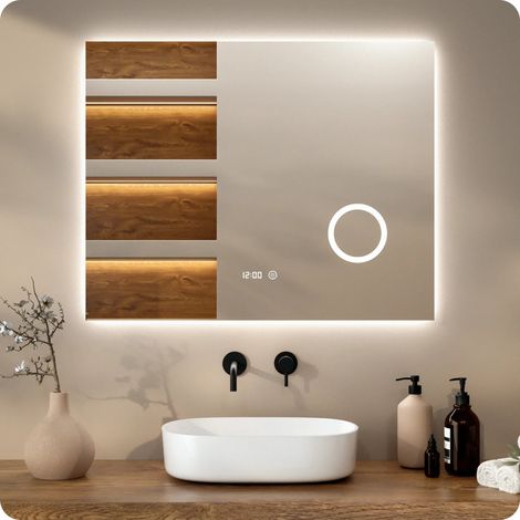 Badezimmerspiegel – 100x80 cm – Rahmenlos - Rechteck - (1/4)