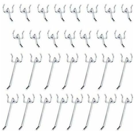 30 Pcs Panneaux Perforés Crochets Métal Crochets pour Panneau perforé accessoires-10 cm et 5 cm Crochet Simple Ensemble Pour Les Garages, Les Remises à Outils,Les Ateliers (1/4)