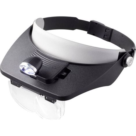 Loupe frontale avec éclairage LED Grossissement: 1.2 x, 1.8 x, 2.5 x, 3.5 x Lentille: (L x l) 102 (1/5)