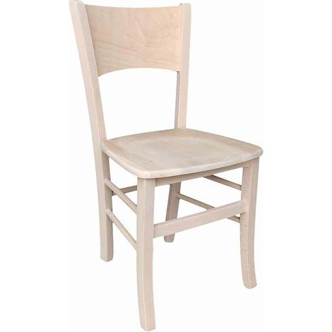 Sedia in legno Lucy grezza da verniciare con seduta in legno massello (1/5)