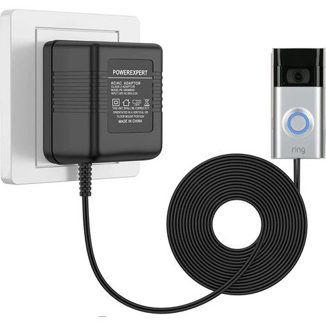 8M Transformateur sonnette 24V/500mA, compatible avec sonnette vidéo adaptateur d'alimentation secteur câble de transformateur accessoires pour la maison intelligente (1/5)