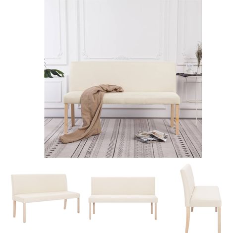 The Living Store Sitzbank 139,5 cm Cremeweiß Polyester - Truhen- & Flurbänke (1/5)