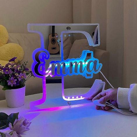 Personalisierte LED-Namens-Nachtleuchte mit Acrylspiegel-Oberfläche, 12 Farben und Fernbedienung, Schlafzimmerdekoration