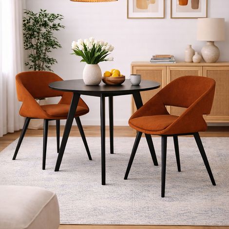 Lot de 2 chaises 51x55x78cm en velours côtelé terracotta et noir -ADYA (1/5)