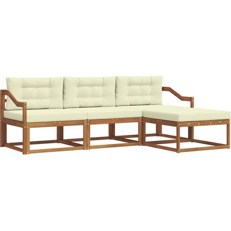 Conjunto de sofás de exterior con cojín 4 pcs Natural y Crema vidaXL (1/5)