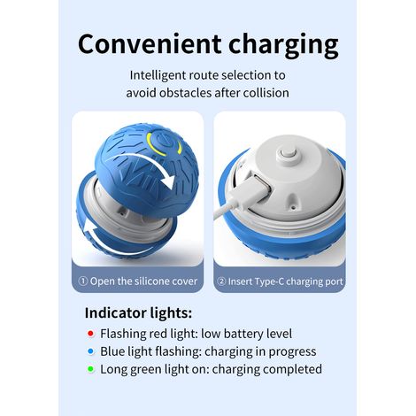 Jouet pour animaux de compagnie : balle roulante automatique avec lumières LED orange clignotantes (1/4)