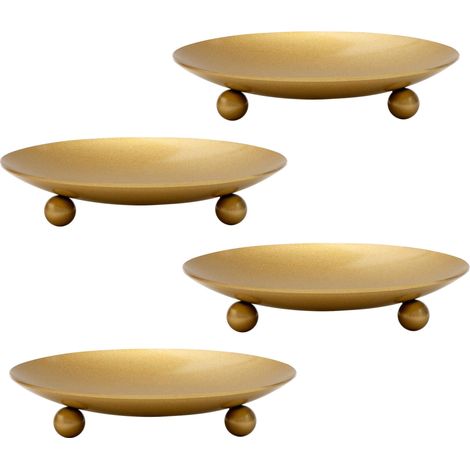MIMOSON-Candélabre doré, plateau de candélabre vintage en fer forgé candélabre vintage, pilier pour décorations de table chandelier LED et cire, spa, mariage, fête, Noël, Halloween (4 pièces) (1/5)