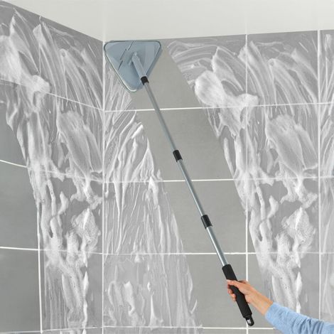 Balai serpillère triangulaire télescopique 56-122 cm – Manche en acier carbone – Revêtement microfibre – Nettoyage des coins et escaliers (1/5)