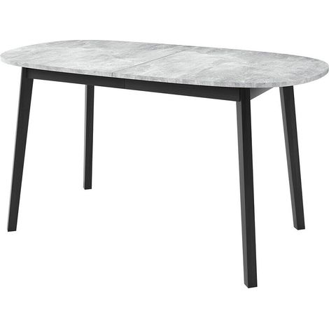 Mesa Edmond 114, Mármol gris + Negro, 77x80x150cm, Alargamiento, Aglomerado laminado, Madera