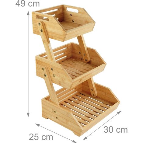 Cesta portafrutta a più livelli 49 x 30 x 25 cm perfetta per la conservazione in bambù naturale 130017665