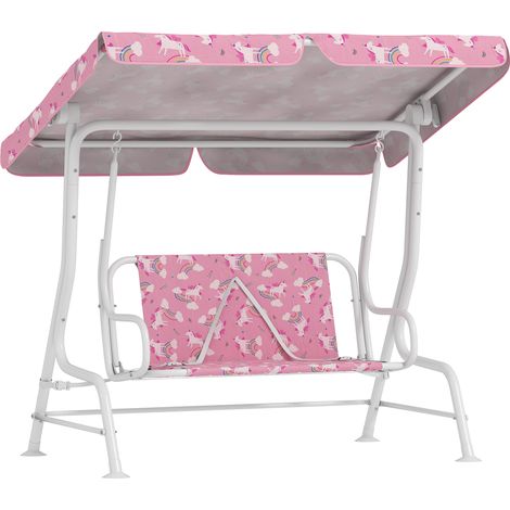 Dondolo per Bambini Altalena da Giardino 2 Posti 112x75x120 cm Rosa (1/5)