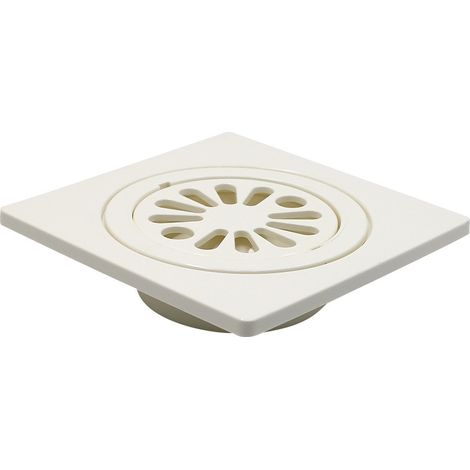Bonde de sol carrée en plastique PVC gris pour salle de bain, couvercle de bonde amovible pour évacuation de douche (1/3)