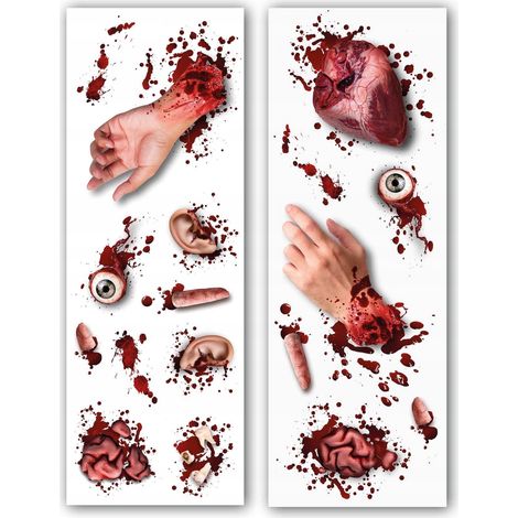 Adesivi decorativi di Halloween con arti e organi amputati insanguinati (2 fogli) (1/2)