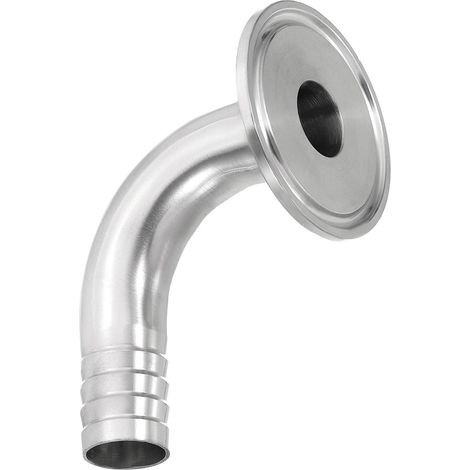 Coude à 90 Degrés Tri Clamps Tuyau Cannelé, Raccord de Tuyau de Barbe 3/4 Pouce Tube 50,5mm Ferrule (1,5 Tri Clamps) en Acier Inoxydable 304 (1/5)