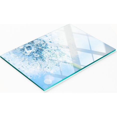 Planche décorative multifonctionnelle de cuisine en verre trempé, motif pissenlit, 80 x 52 cm (1/5)
