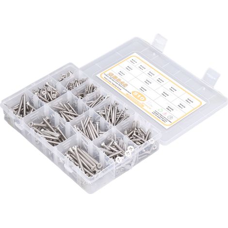 Lot 510 vis à tête fraisée inox 304, tirefonds autoforeurs, assortiment M3 M4 M5, kit de quincaillerie (1/5)