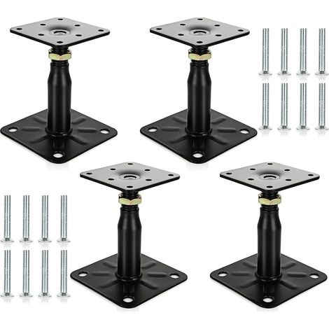4 Supports de Poteau Réglables 100–150 mm, Noirs pour Pergolas (1/5)