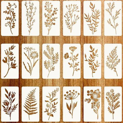 18 kleine Schablonen – 15 x 7,5 cm – Wiederverwendbare Blumenschablonen – Schablonen für Bullet Journaling (1/5)