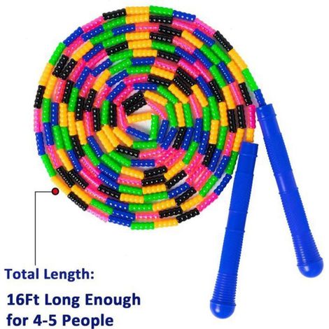 Corde à sauter Double Dutch, lot 2 x 4,8m, perles TUB réglables, enfants/adultes, activités de groupe. (1/5)
