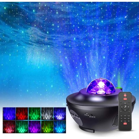 Proiettore LED con effetto cielo stellato, lampada notturna con effetto stelle/onde d'acqua, 21 modalità di illuminazione e altoparlante musicale, perfetto per feste di neonati e bambini. (1/5)