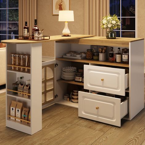 Mesa extensible giratoria con almacenaje para hogar OKMYHOME (1/5)