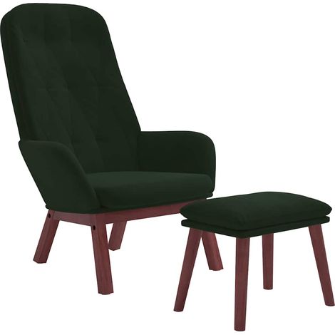 Sillón de relax con taburete terciopelo verde oscuro vidaXL (1/5)