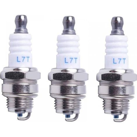 Candela di accensione L7T per motosega e tosaerba, piccolo motore, accessorio ricambio compatibile con Husqvarna, equivalente a NGK BPMR7A 4626, Champion RCJ6Y, Bosch WSR6F, confezione da 3 (1/4)
