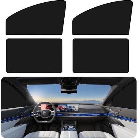 4 Pièces Pare Soleil Voiture Bébé, Protection Solaire et Anti-UV en Matériau Polyester Noir, Rideau Cache Soleil pour Enfants et Conduite Sereine (1/5)