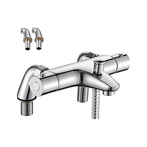 Mixer faucet thermostatic of bathtub in brass Button of safety to 38°C Finish chrome anti-corrosion Installation easy G 1/2' (1/5)