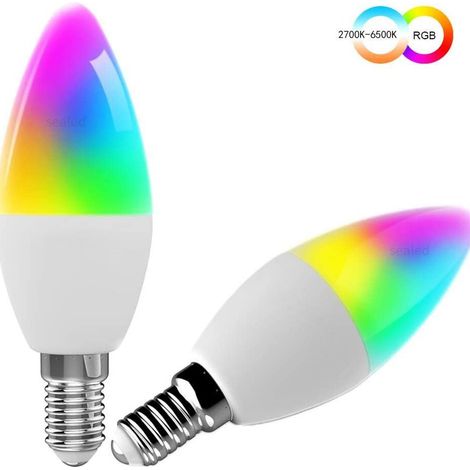 Ampoule Connectée WiFi, Ampoule LED E14 Multicolore 2500K-6500K 5W 2pcs (1/5)